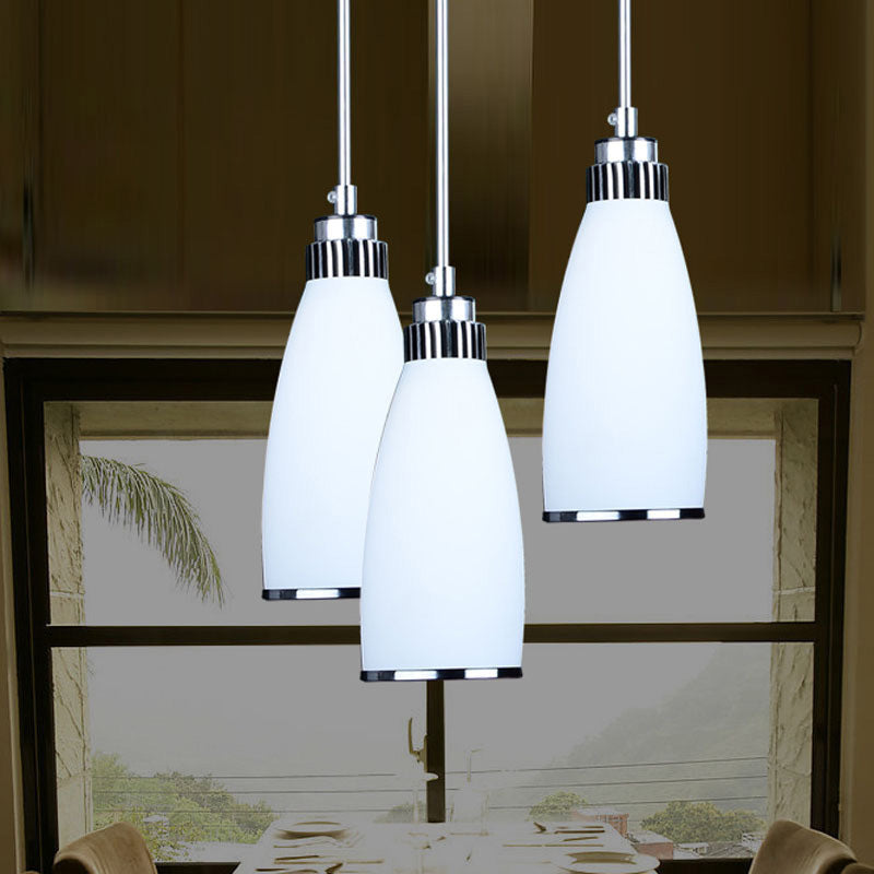 Glass Tapered Pendant Ceiling Light Minimalist Style Hanging Light Fixture in White