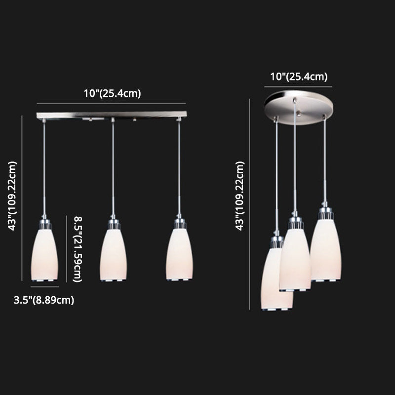 Glass Tapered Pendant Ceiling Light Minimalist Style Hanging Light Fixture in White