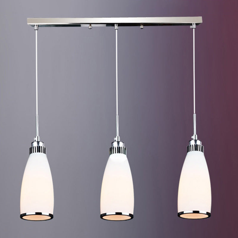 Glass Tapered Pendant Ceiling Light Minimalist Style Hanging Light Fixture in White