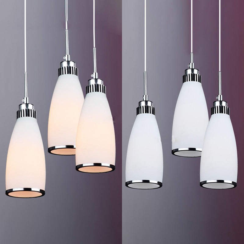 Glass Tapered Pendant Ceiling Light Minimalist Style Hanging Light Fixture in White