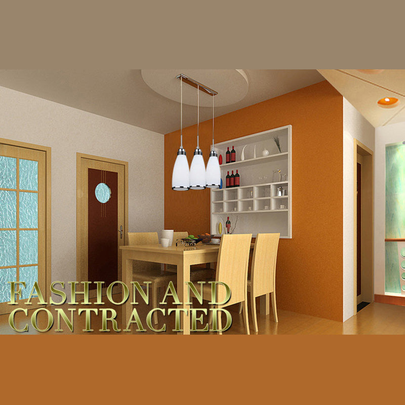 Glass Tapered Pendant Ceiling Light Minimalist Style Hanging Light Fixture in White