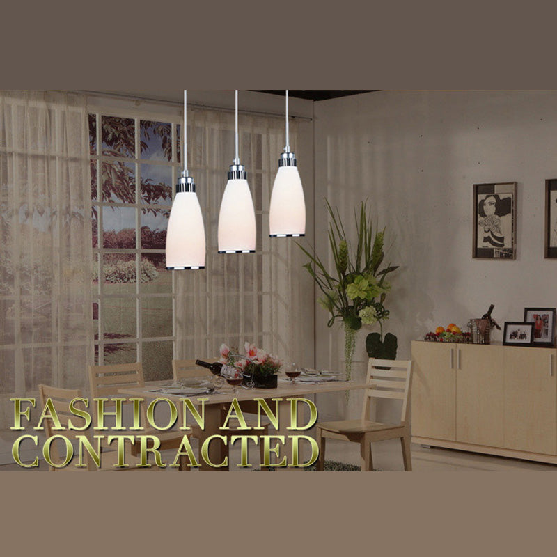 Glass Tapered Pendant Ceiling Light Minimalist Style Hanging Light Fixture in White