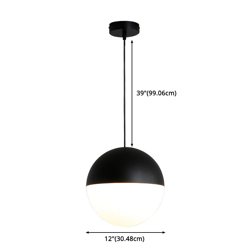 Sospensione di vetro a 1 luci a forma di sfera in bianco e nero Luce di sospensione in vetro a 1 luce per ristorante