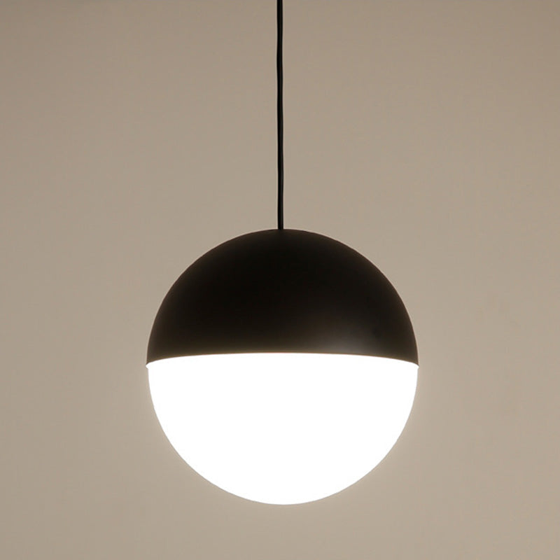 Sospensione di vetro a 1 luci a forma di sfera in bianco e nero Luce di sospensione in vetro a 1 luce per ristorante