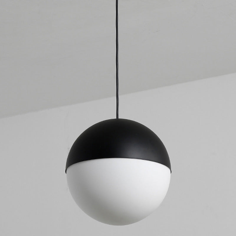 Sospensione di vetro a 1 luci a forma di sfera in bianco e nero Luce di sospensione in vetro a 1 luce per ristorante
