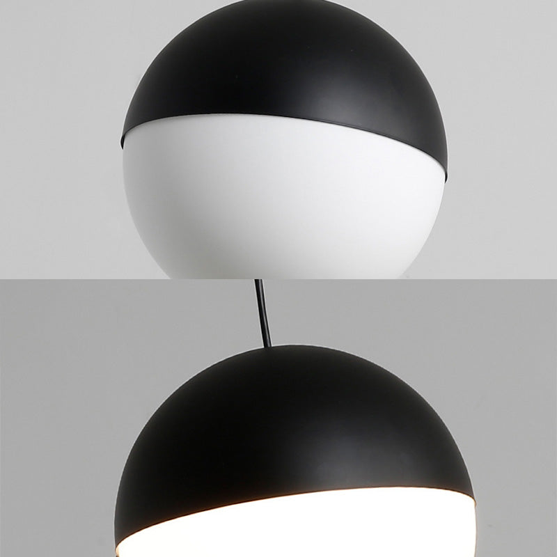 Sospensione di vetro a 1 luci a forma di sfera in bianco e nero Luce di sospensione in vetro a 1 luce per ristorante