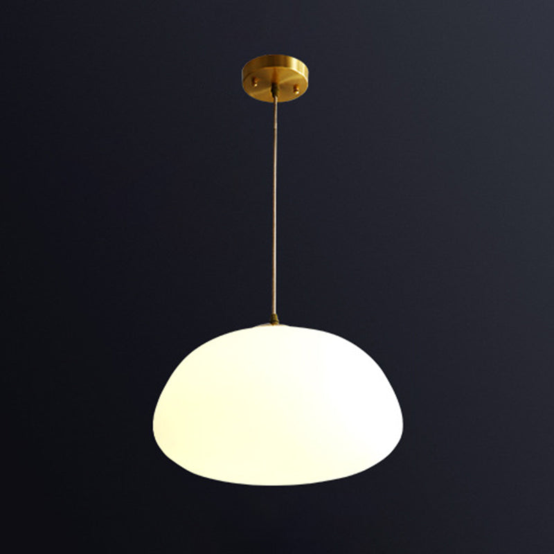 Glass Shaded Hanging Ceiling Light Modern Style Pendant Lighting Fixture in White