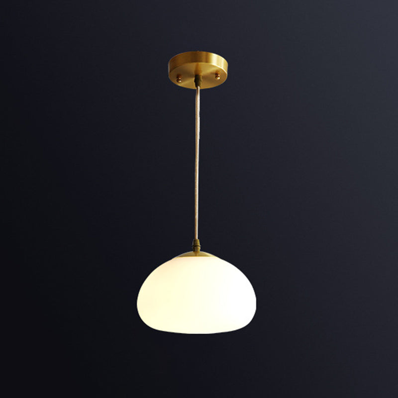 Glass Shaded Hanging Ceiling Light Modern Style Pendant Lighting Fixture in White