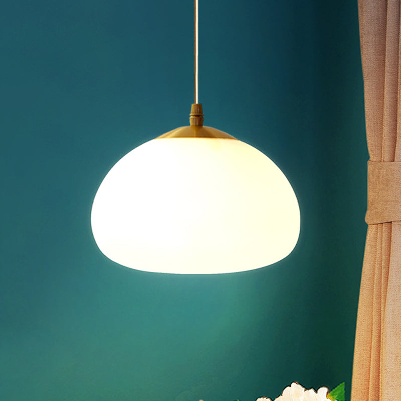 Glass Shaded Hanging Ceiling Light Modern Style Pendant Lighting Fixture in White