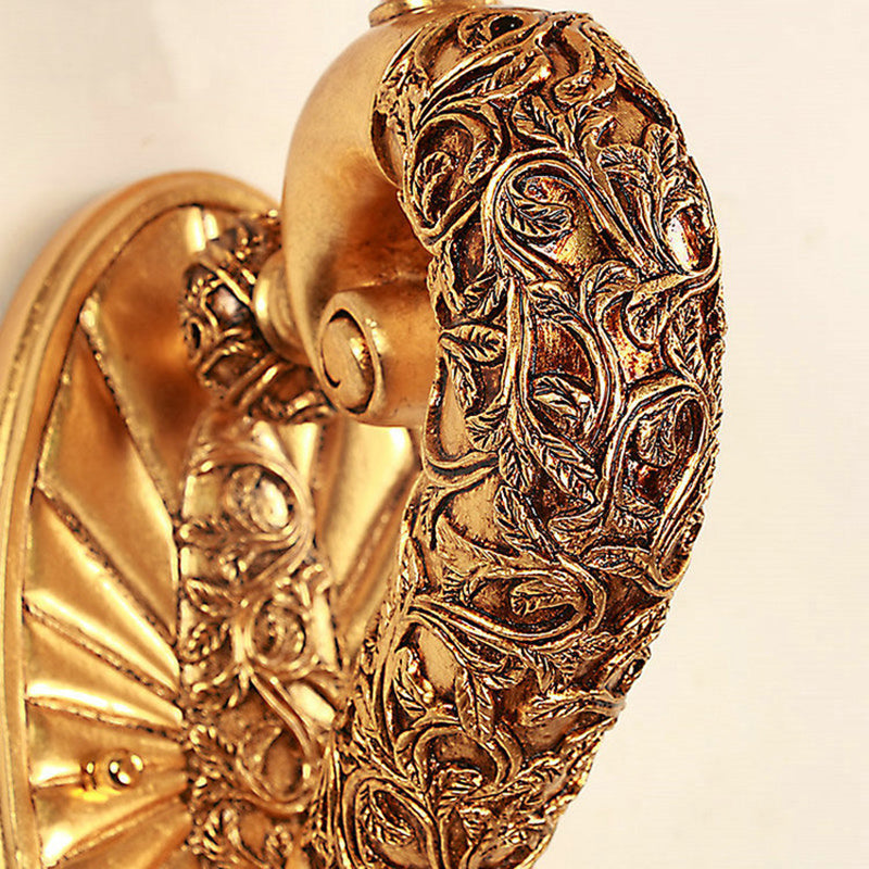 Retro -Stil Glocken Wandleuchte 1 Glühbirne Bernstein Glaswandbeleuchtung mit Bronze/Gold gebogenen Arm für Schlafzimmer