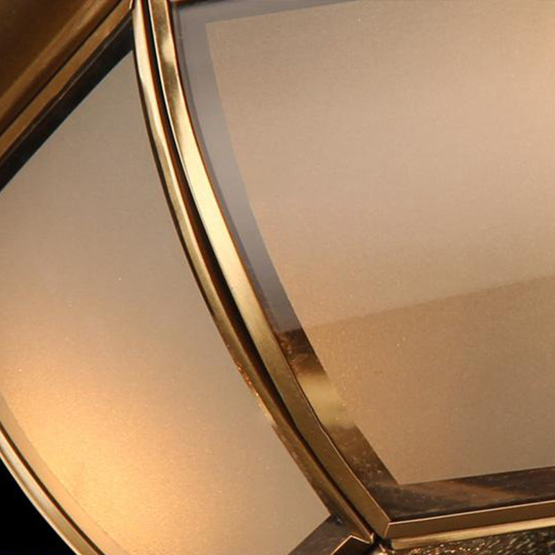 Concave matglazen plafondlamp 14"/18" W Traditionele 3/4 lampen Woonkamer inbouwlamp in messing