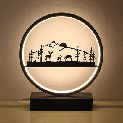 Metal Round Table Light with Natural View Creative Reading Light for Adult Bedroom Cafe