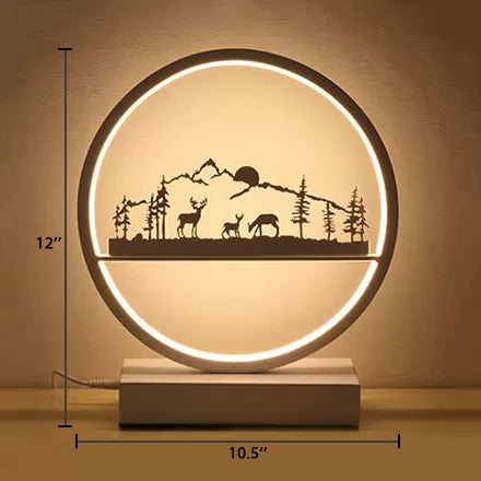 Metal Round Table Light with Natural View Creative Reading Light for Adult Bedroom Cafe