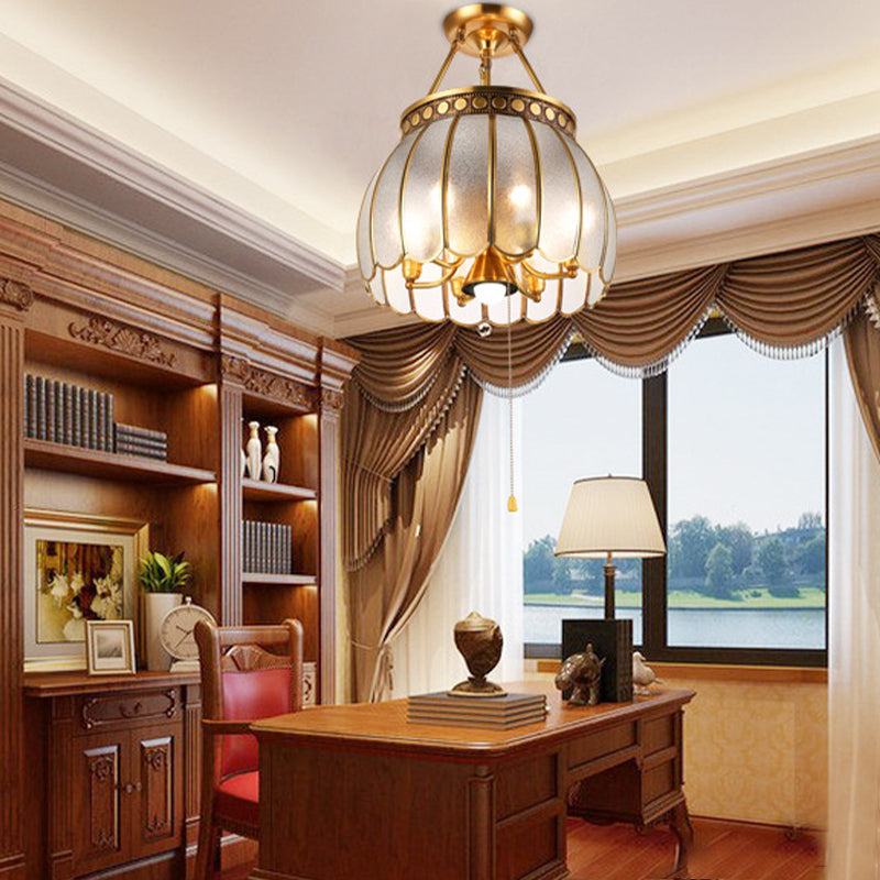 Lámpara de techo de lámpara de latón de lámina de vidrio esmerina de estilo retro de estilo Retro