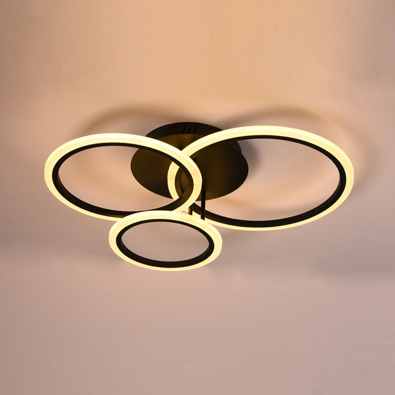 Schwarz Rund Acryl Schatten Halbbündige Halterung in Modern Concise Style Indoor LED Deckenleuchte