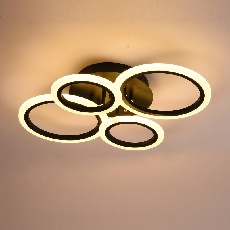 Schwarz Rund Acryl Schatten Halbbündige Halterung in Modern Concise Style Indoor LED Deckenleuchte