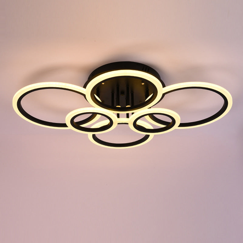 Schwarz Rund Acryl Schatten Halbbündige Halterung in Modern Concise Style Indoor LED Deckenleuchte