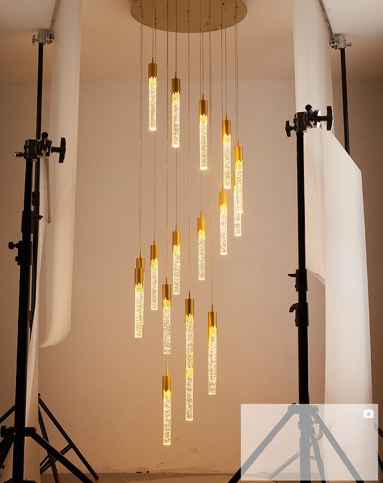 Bubble Glassrohr Anhänger Licht minimalistisch Gold Multiple hängende Licht für Treppen