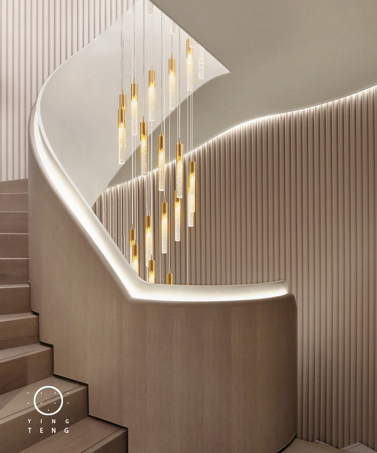 Bubble Glassrohr Anhänger Licht minimalistisch Gold Multiple hängende Licht für Treppen