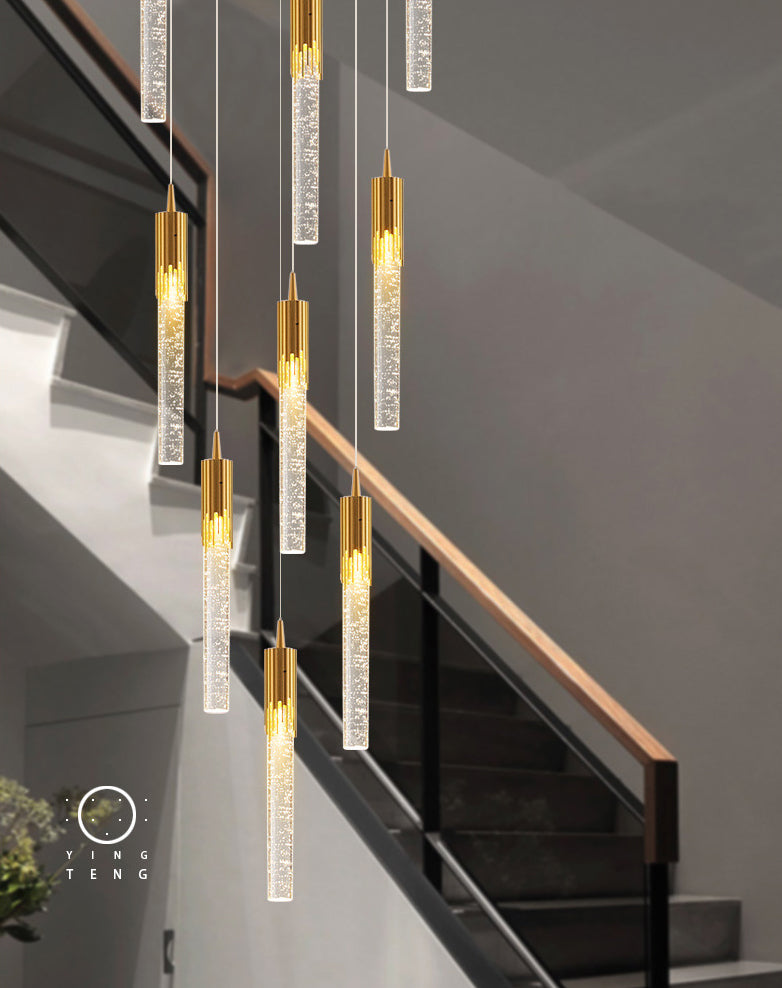 Bubble Glassrohr Anhänger Licht minimalistisch Gold Multiple hängende Licht für Treppen