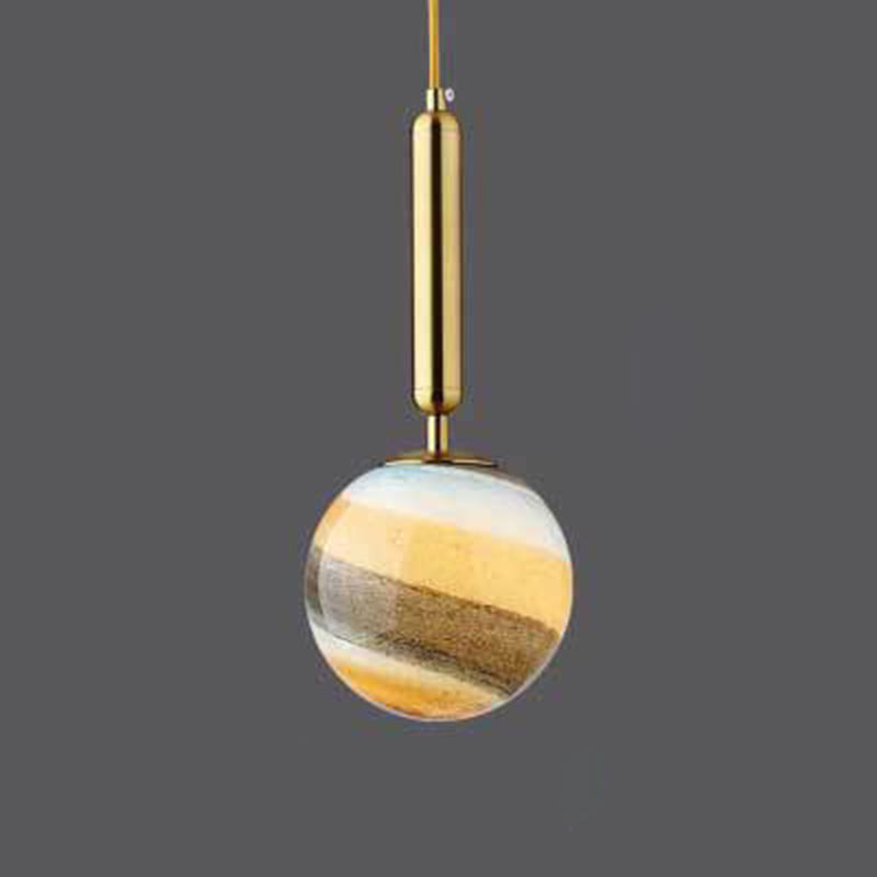 Luz de colgante de techo planeta Postmodern Glass Péndulo de dormitorio de 1 linda