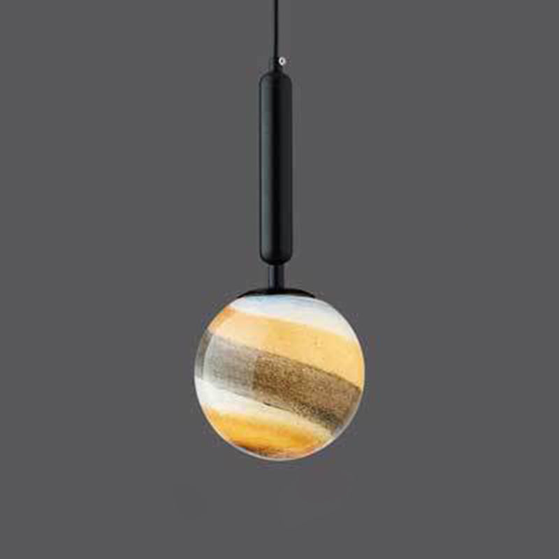 Planet Ceiling Pendant Light Postmodern Glass 1-Light Bedroom Pendulum Lighting