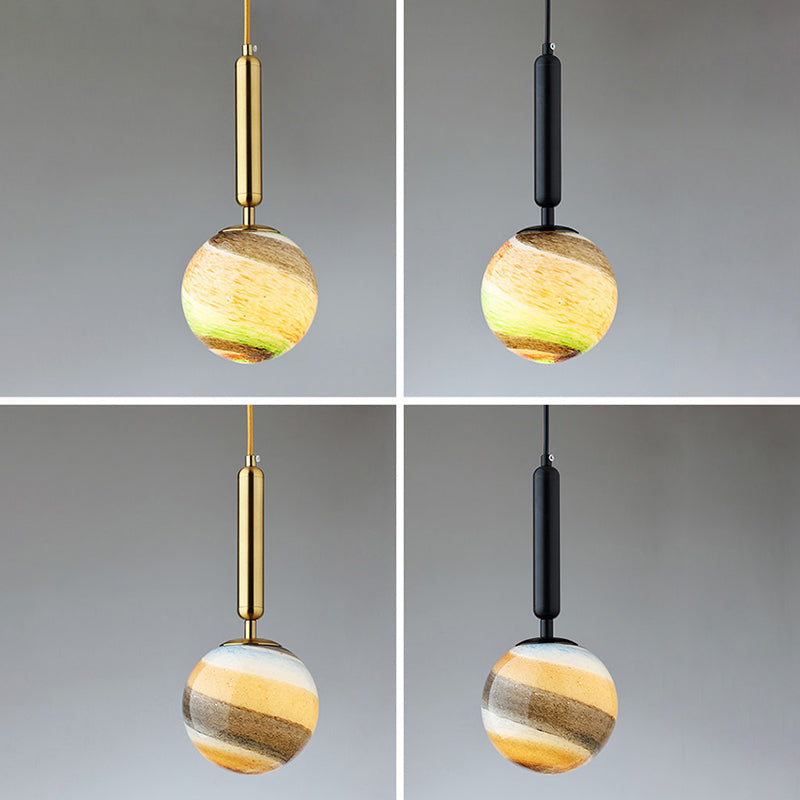 Luz de colgante de techo planeta Postmodern Glass Péndulo de dormitorio de 1 linda