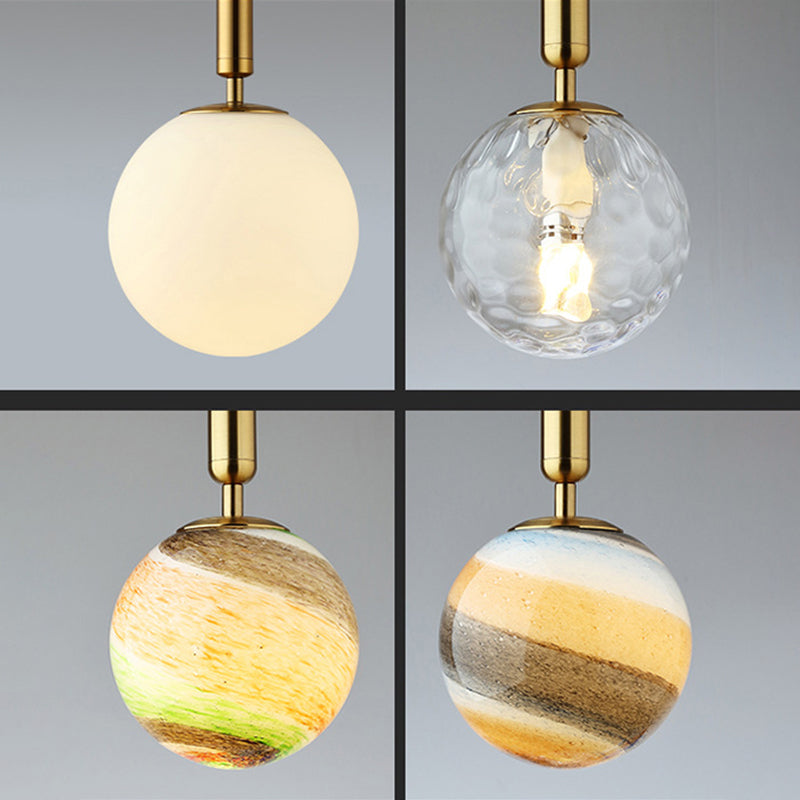 Luz de colgante de techo planeta Postmodern Glass Péndulo de dormitorio de 1 linda