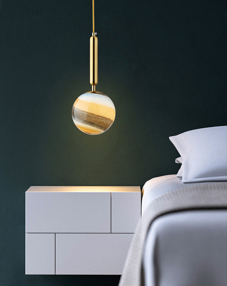 Luz de colgante de techo planeta Postmodern Glass Péndulo de dormitorio de 1 linda