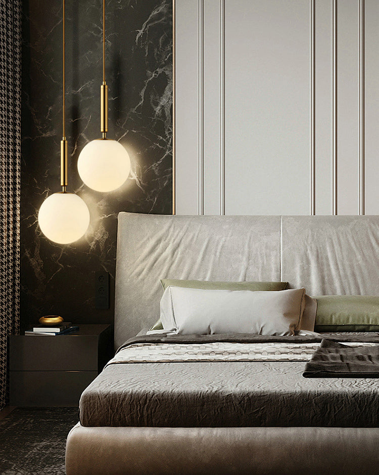 Luz de colgante de techo planeta Postmodern Glass Péndulo de dormitorio de 1 linda