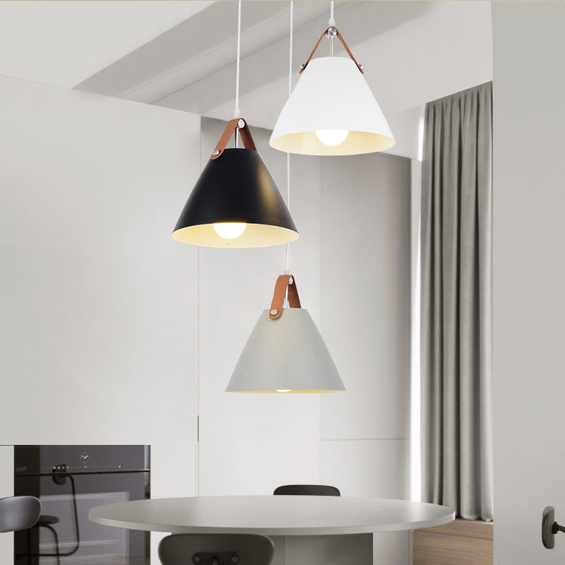 Modern Macaron colgante cónico de metal ligero de metal de 1 luz para la mesa del comedor