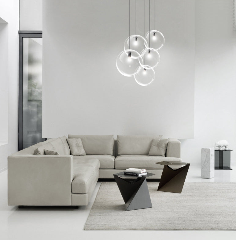 Minimalist Globe Pendant Lamp Clear Glass 1 Bulb Snack Bar Hanging Light in Black