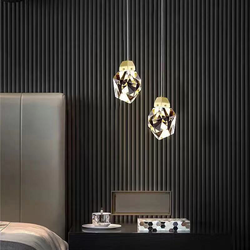 Lámpara de múltiples colgantes geométricos luces colgantes de cristal de estilo de lujo modernos en acabado dorado para sala de estar