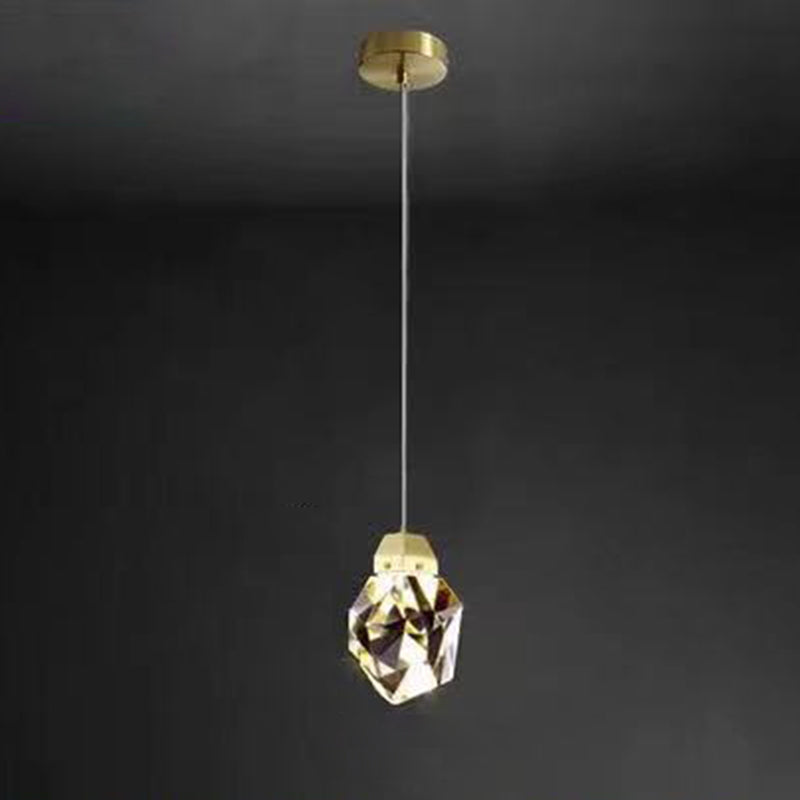 Lámpara de múltiples colgantes geométricos luces colgantes de cristal de estilo de lujo modernos en acabado dorado para sala de estar