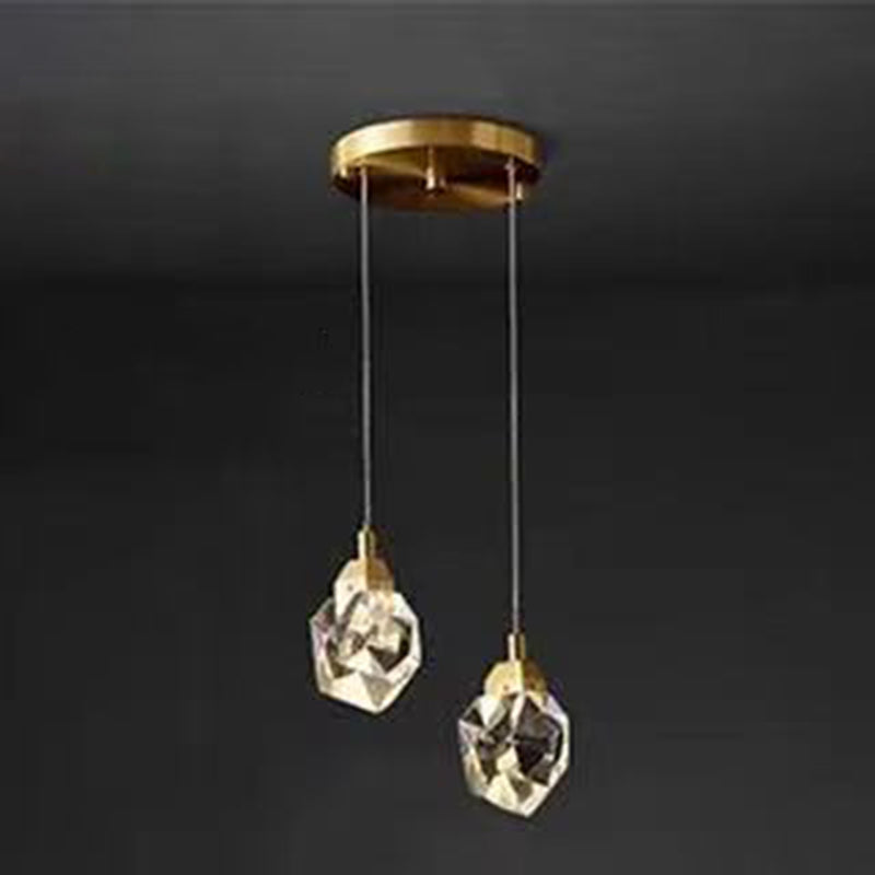 Lámpara de múltiples colgantes geométricos luces colgantes de cristal de estilo de lujo modernos en acabado dorado para sala de estar