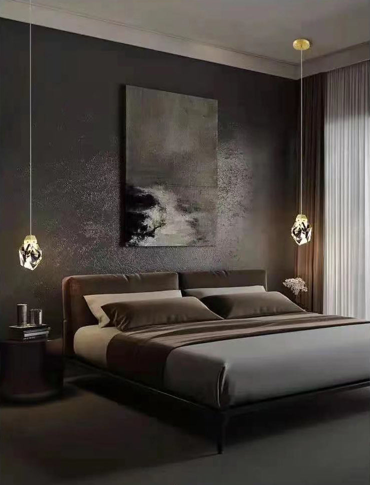 Lámpara de múltiples colgantes geométricos luces colgantes de cristal de estilo de lujo modernos en acabado dorado para sala de estar