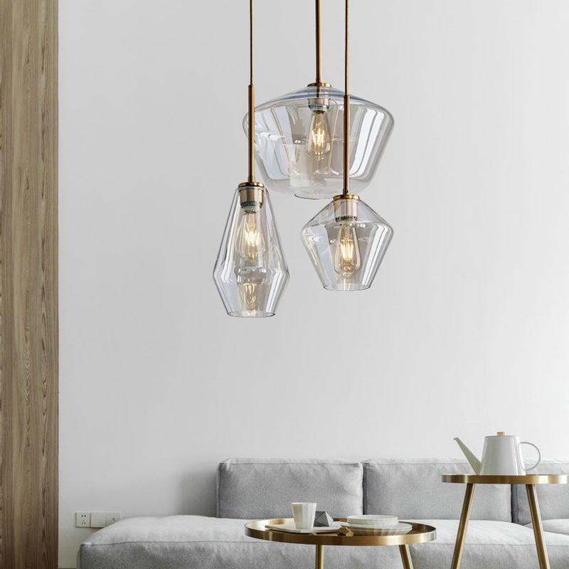 Clear Hand Blown Glass Ceiling Pendant Lamp Modern Minimalist 1 Light Hanging Lamp for Living Room