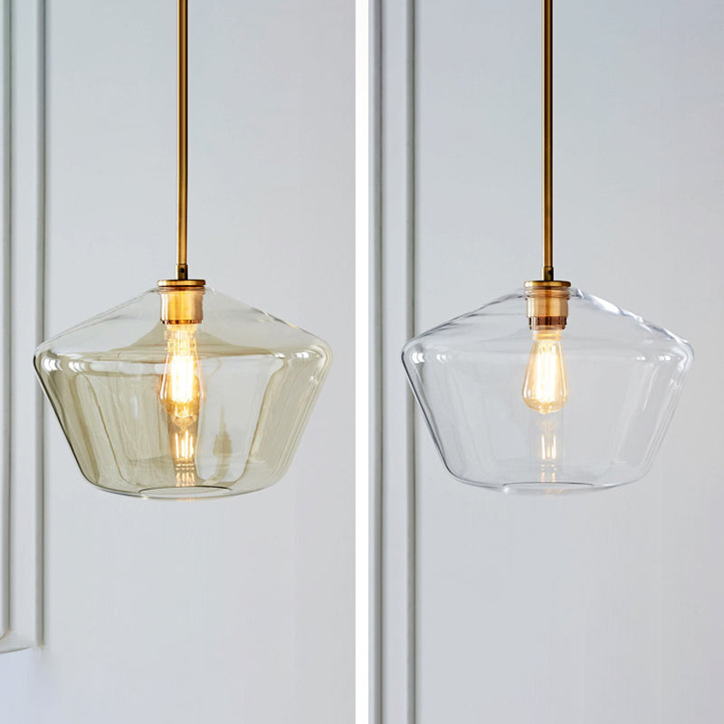 Clear Hand Blown Glass Ceiling Pendant Lamp Modern Minimalist 1 Light Hanging Lamp for Living Room