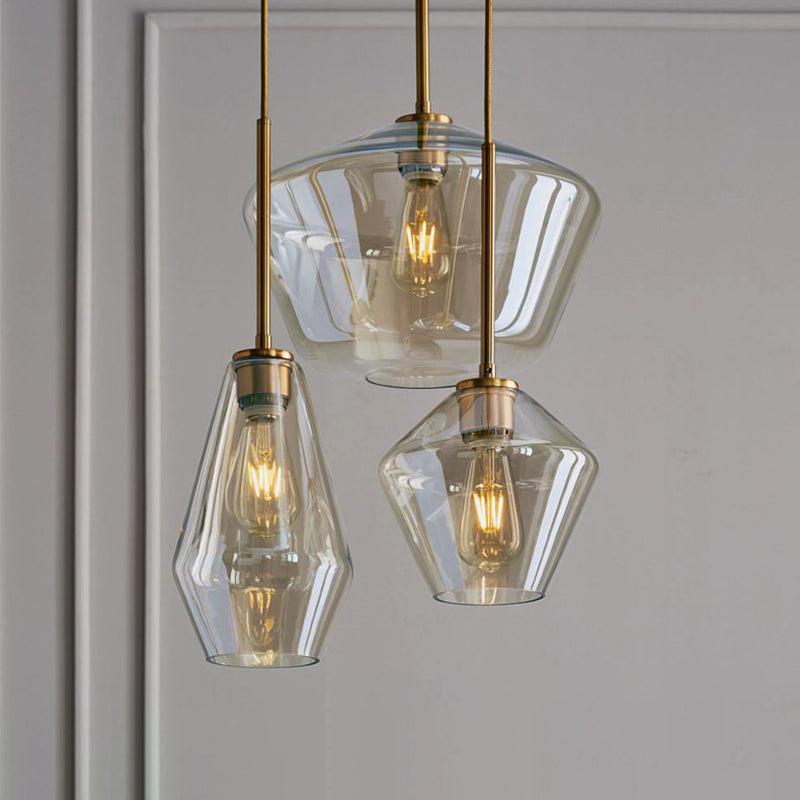 Clear Hand Blown Glass Ceiling Pendant Lamp Modern Minimalist 1 Light Hanging Lamp for Living Room