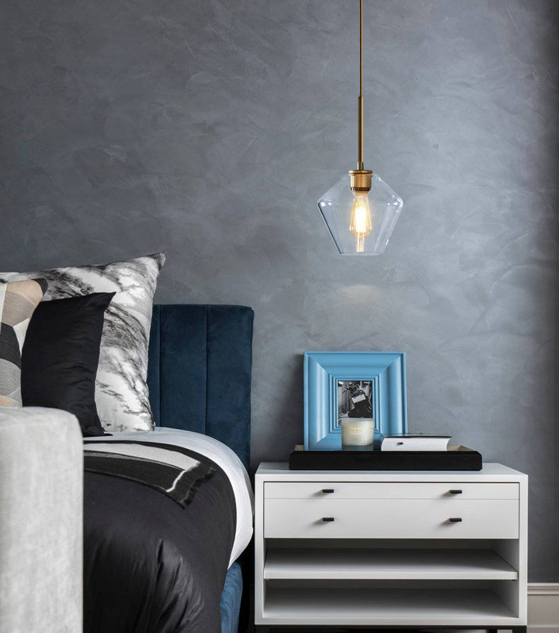 Clear Hand Blown Glass Ceiling Pendant Lamp Modern Minimalist 1 Light Hanging Lamp for Living Room