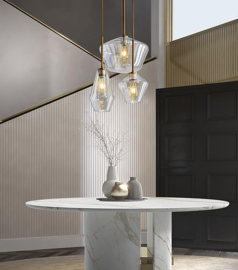 Clear Hand Blown Glass Ceiling Pendant Lamp Modern Minimalist 1 Light Hanging Lamp for Living Room