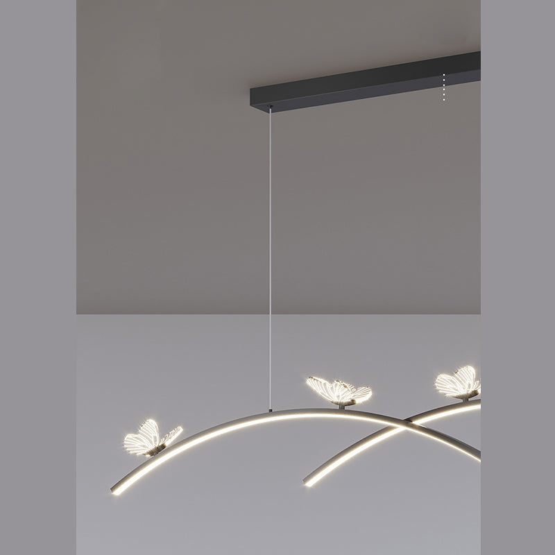 Estilo minimalista moderno colgante de clúster lineal metal de luz 2 luces de clúster para sala de estar