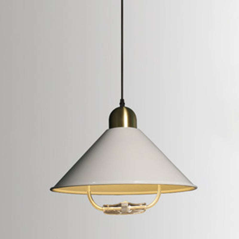 Metal Tapered Hanging Light Nordic Style 1 Light Restaurant Ceiling Pendant Lamp with Hand Pull Off