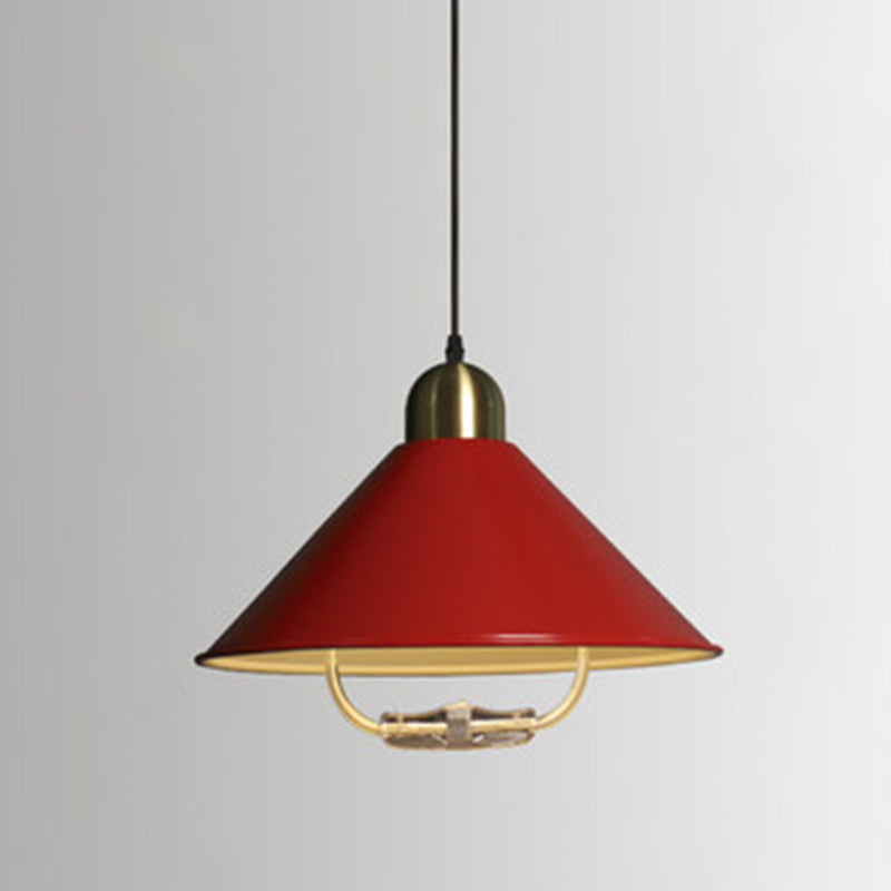Metal Tapered Hanging Light Nordic Style 1 Light Restaurant Ceiling Pendant Lamp with Hand Pull Off
