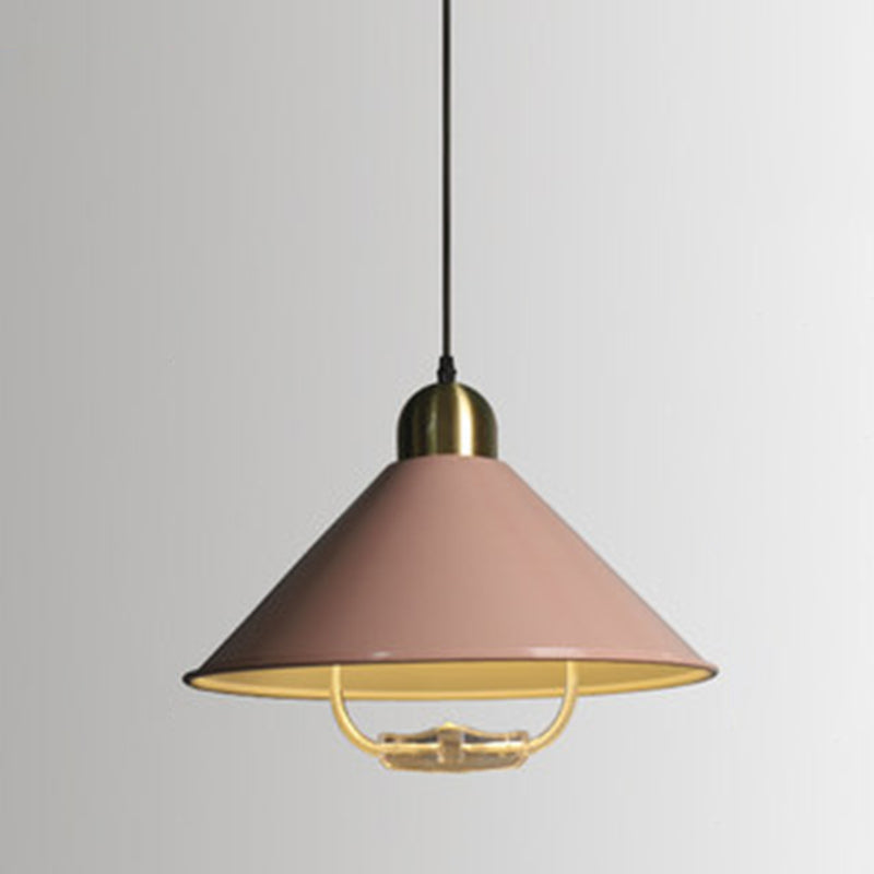 Metal Tapered Hanging Light Nordic Style 1 Light Restaurant Ceiling Pendant Lamp with Hand Pull Off