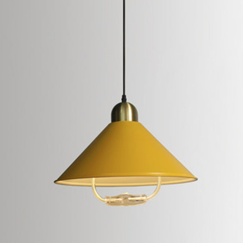 Metal Tapered Hanging Light Nordic Style 1 Light Restaurant Ceiling Pendant Lamp with Hand Pull Off