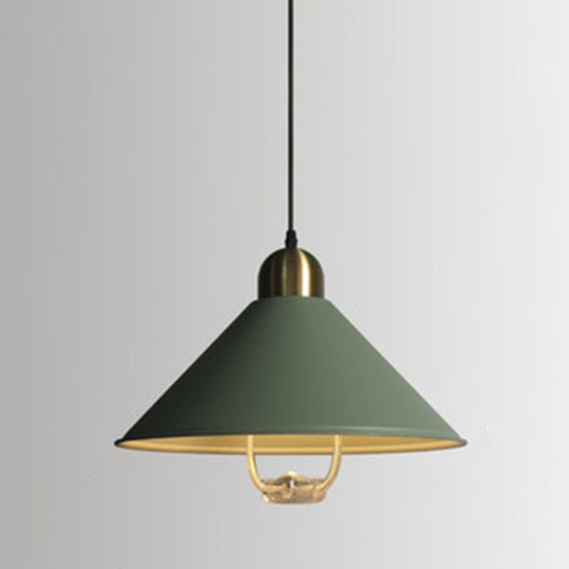 Metal Tapered Hanging Light Nordic Style 1 Light Restaurant Ceiling Pendant Lamp with Hand Pull Off