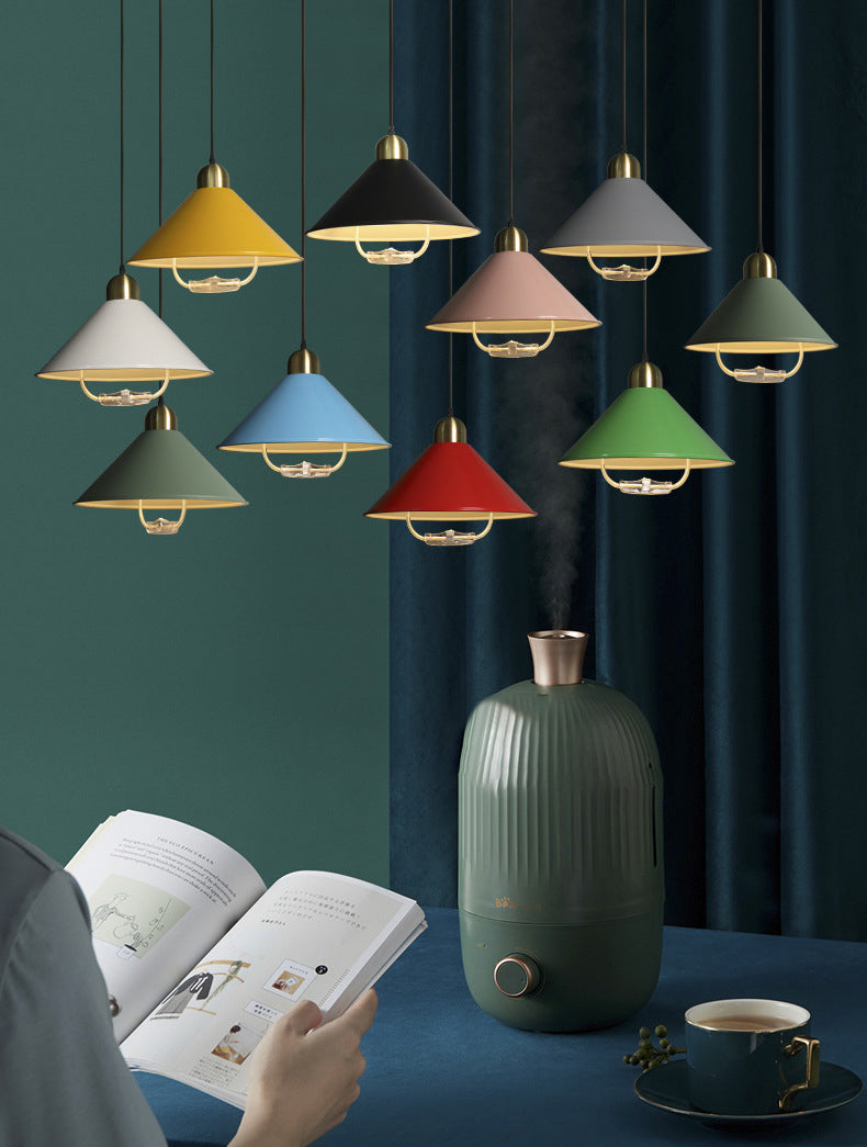 Metal Tapered Hanging Light Nordic Style 1 Light Restaurant Ceiling Pendant Lamp with Hand Pull Off