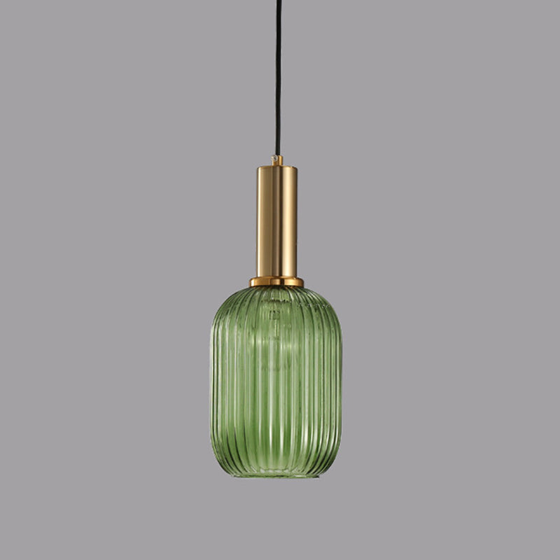 Zeitgenössischer geblasener Rippenglas Anhänger Licht 1 Lichthänge Anhänger Beleuchtung für Schlafzimmer