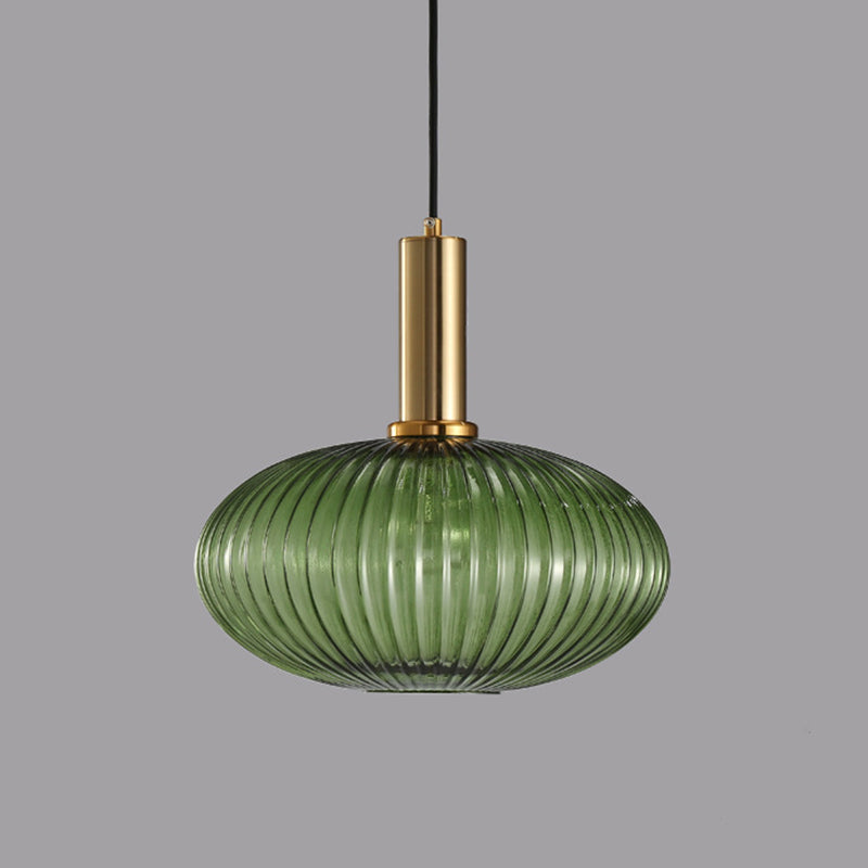 Zeitgenössischer geblasener Rippenglas Anhänger Licht 1 Lichthänge Anhänger Beleuchtung für Schlafzimmer